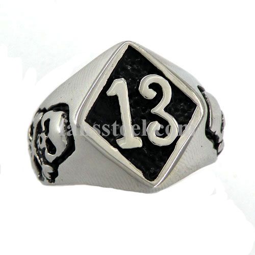 FSR10W24  thirteen 13 with cross skull biker ring